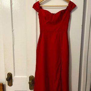 Reformation Bridgton Linen Midi Dress in Cherry